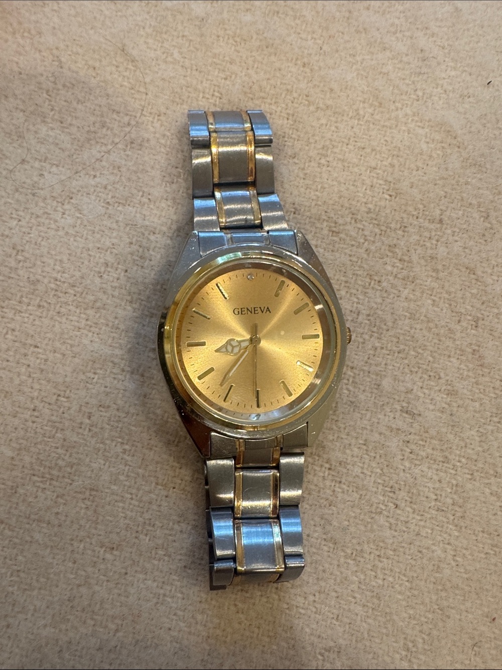 Vintage Geneva Gold Dial Two-Tone Silver and Gold Men's Watch